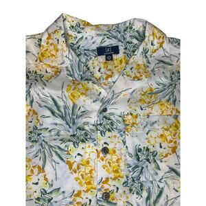George Hawaiian Shirt White Pineapple  Pattern Button Down Short‎ Sleeve NWT